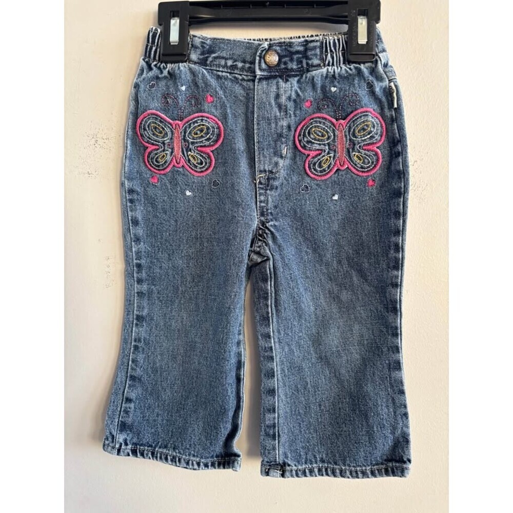Vintage Y2K OshKosh B'gosh 18-24 months Toddler Girls Embroidered Butterfly Jean